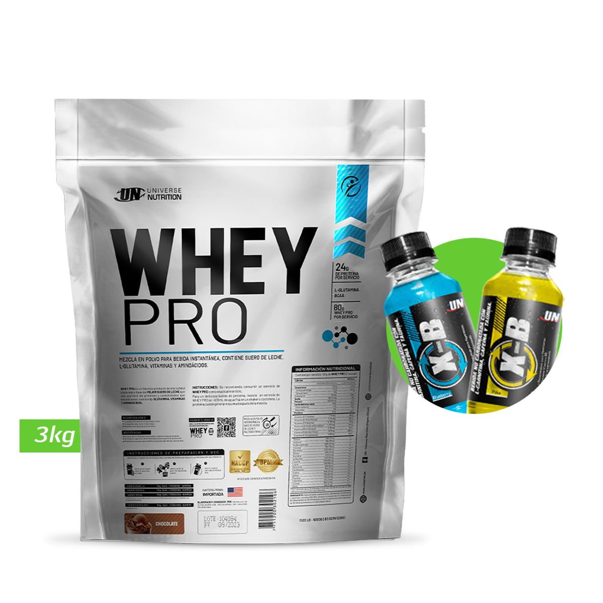 UNIVERSE NUTRITION - WHEY PRO 3KG PROTEÍNA UN CHOCOLATE + REGALOS