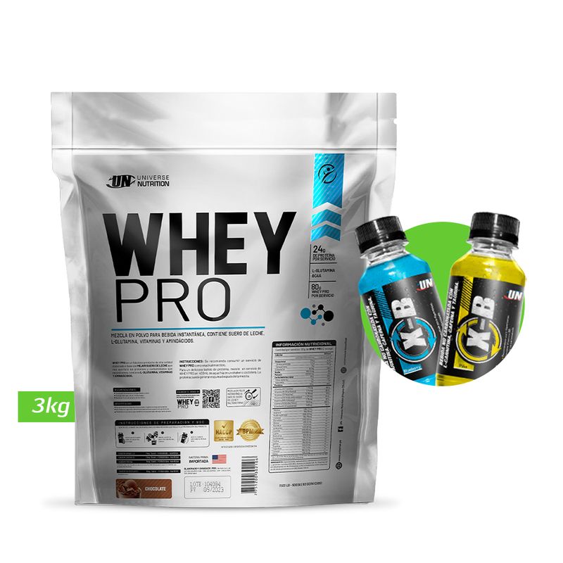 UNIVERSE NUTRITION - WHEY PRO 3KG PROTEÍNA UN CHOCOLATE + REGALOS