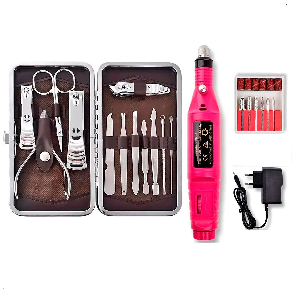 GENERICO - Set Manicura 12 Pzas y Pulidor De Uñas Eléctrico