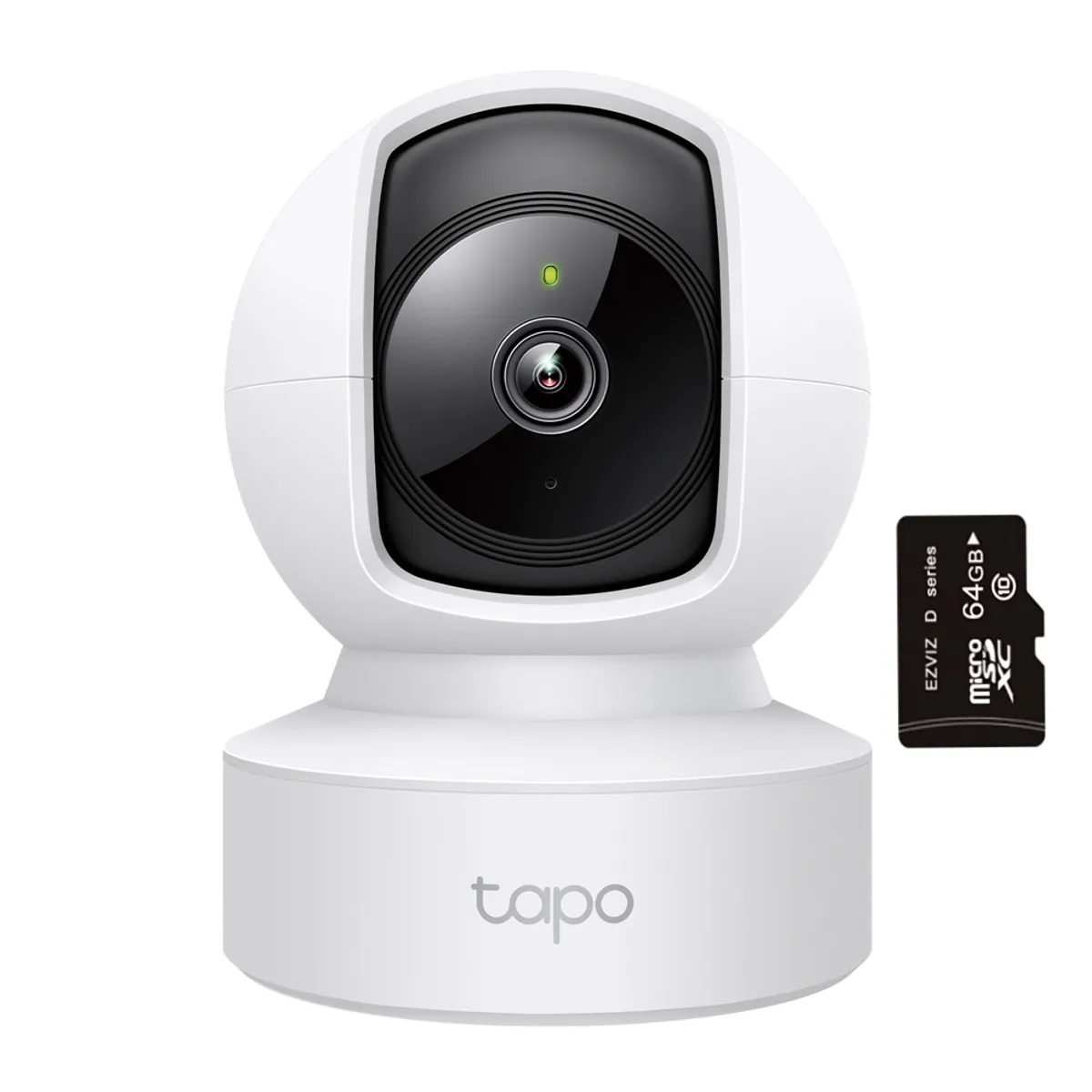 TP LINK - Cámara de Seguridad Giratoria para Casa Wi-Fi 2K TAPO C212 + MicroSD 64GB