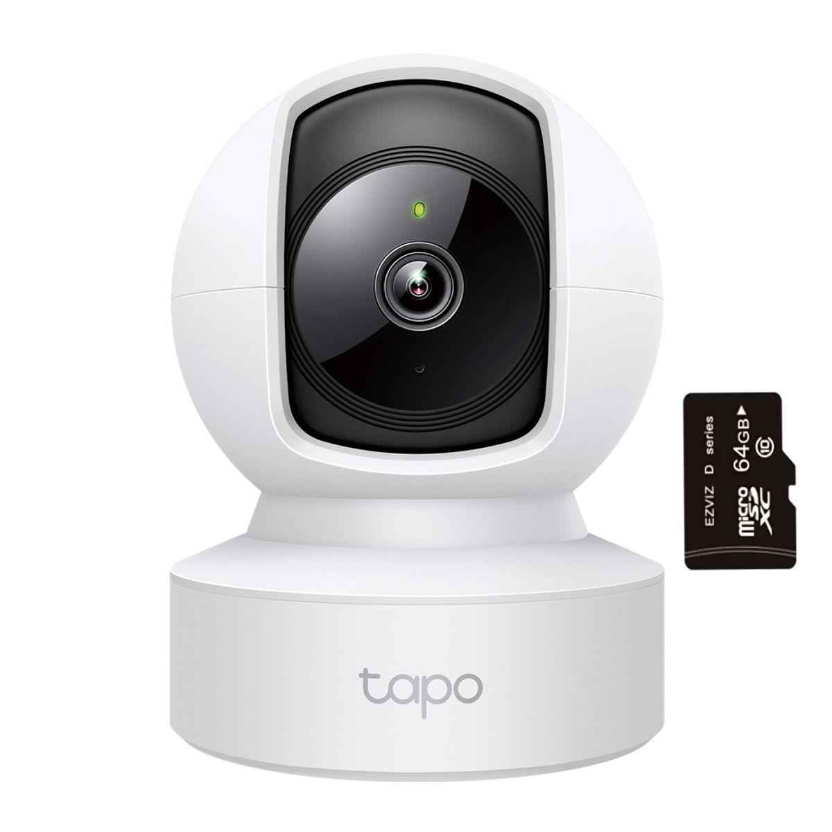 TP LINK - Cámara de Seguridad Giratoria para Casa Wi-Fi 2K TAPO C212 + MicroSD 64GB