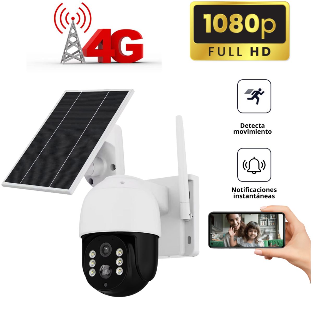 SEISA - CAMARA DE SEGURIDAD PTZ 4G PRO PARA EXTERIOR CON PANEL SOLAR CON CHIP
