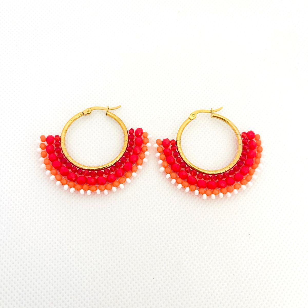 GENERICO - Argollas Acero con Muranos y Mostacillas 2.5 cm Diámetro