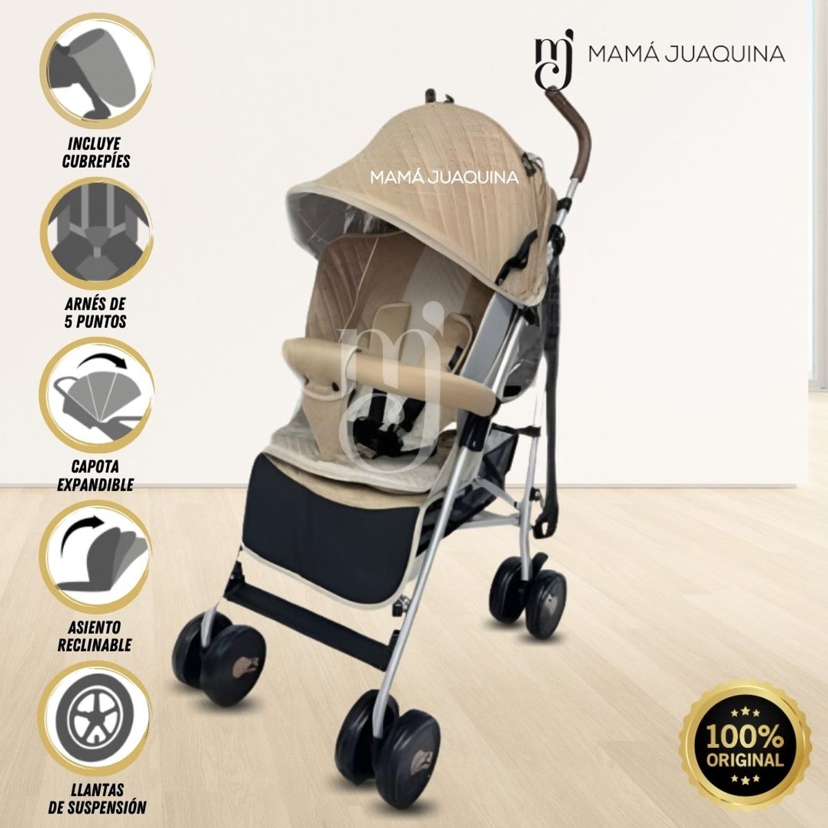 BABY - Coche Bastón de Lujo «ADOU» Beige
