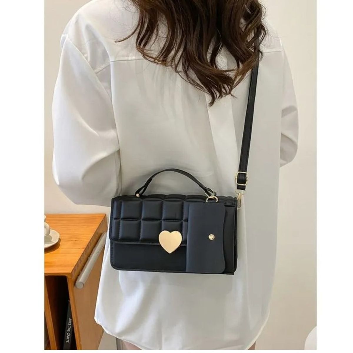 GENERICO - Cartera con Mini monedero 2 en 1 Cuero Sintetico Corazon