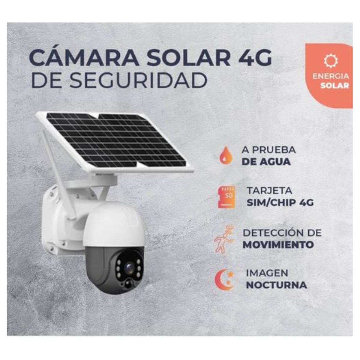 SEISA - Cámara Exterior 4G con Panel Solar Para integrar CHIP