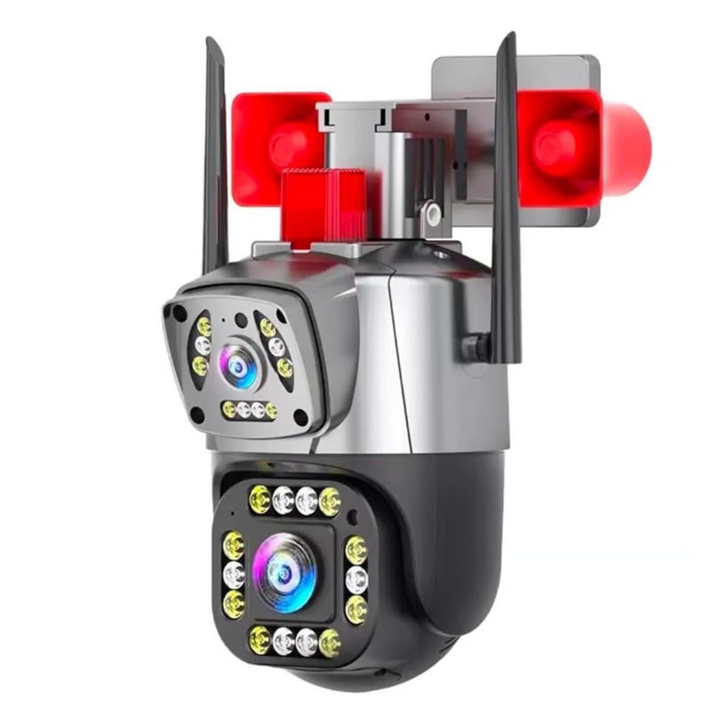 SEISA - Camara de Exterior 4K IP Wifi Doble Lente 360º y Sirena