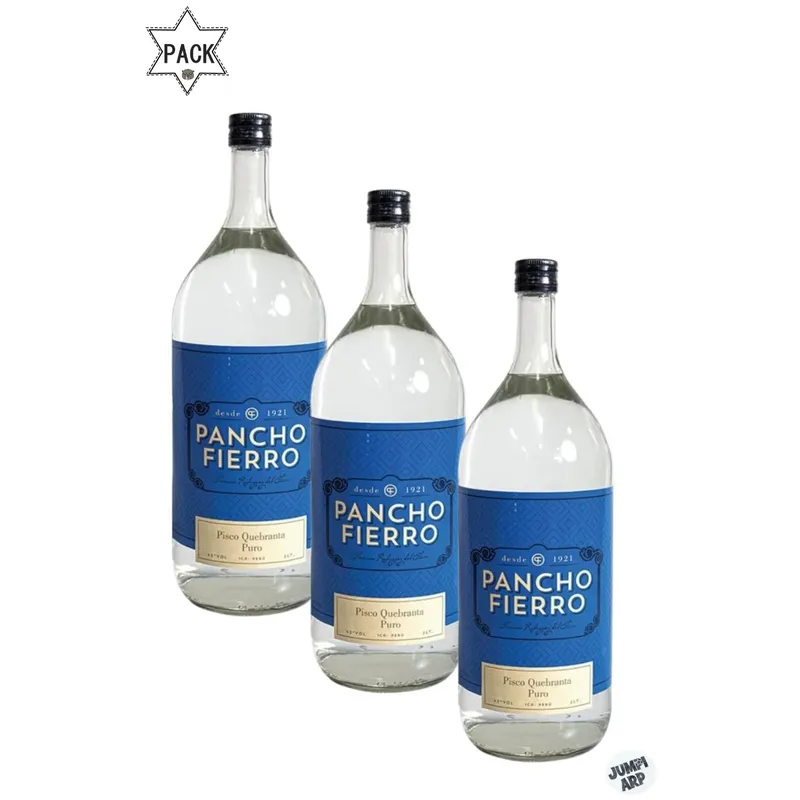 GENERICO - PACK 3 UND PISCO PANCHO FIERRO QUEBRANTA 2 LT