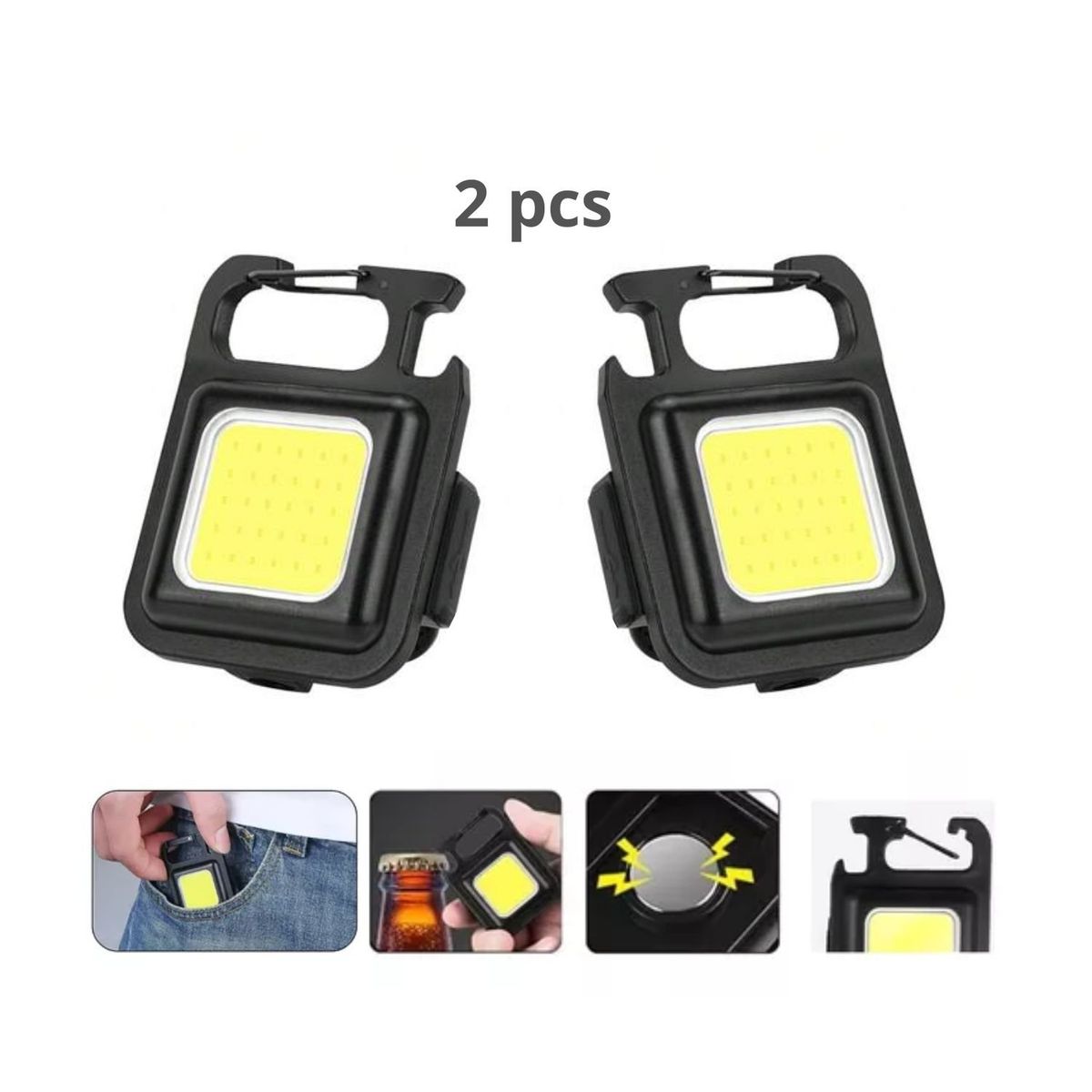 OEM - Mini Linterna Luz Led Recargable Tipo Llavero x2 Unidades