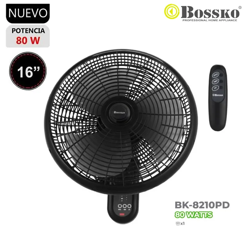 BOSSKO - Ventilador De Pared Bossko de 16 BK - 8210PD con Control Remoto