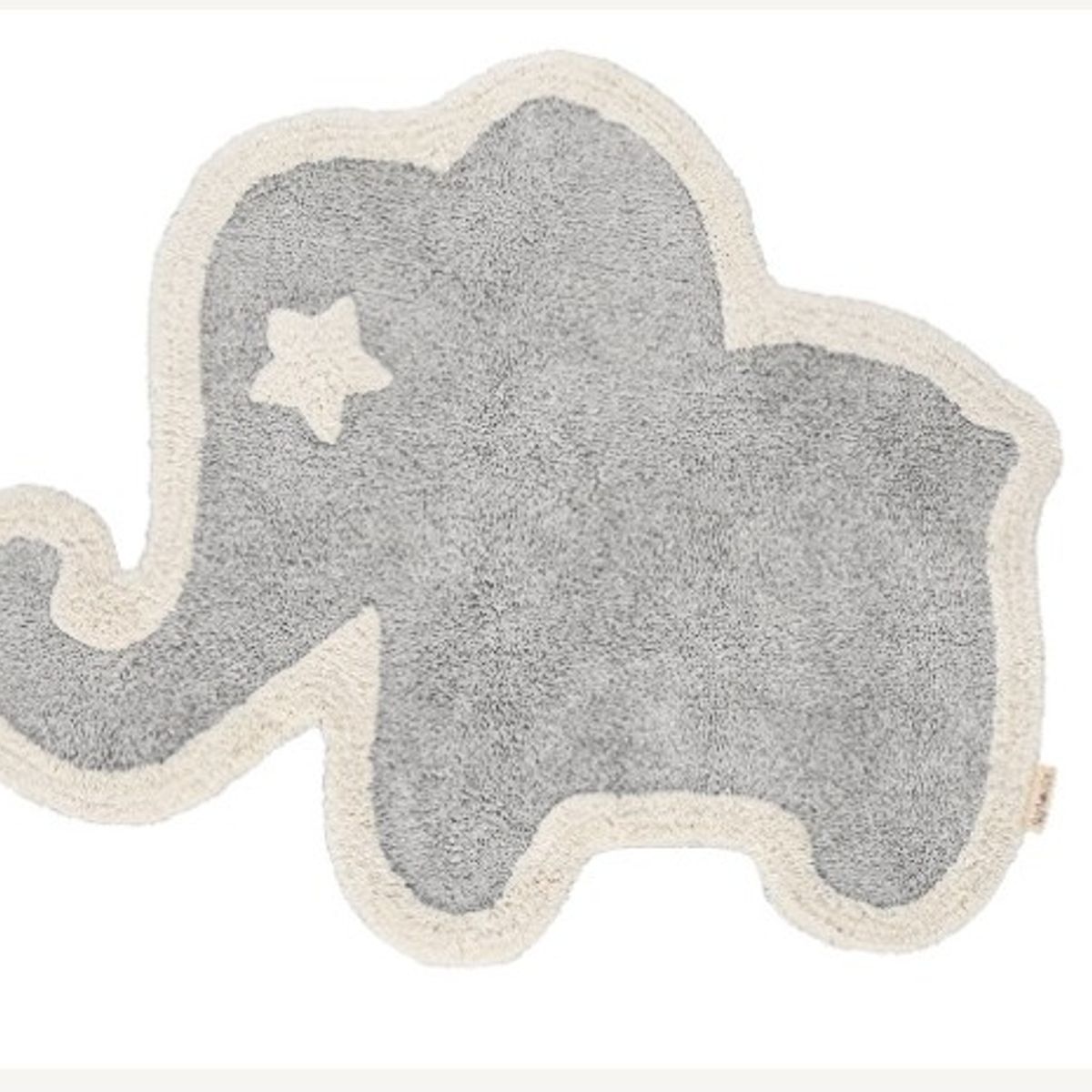 NATHAN - Alfombra Infantil de Algodón Elefante Gris 110x086