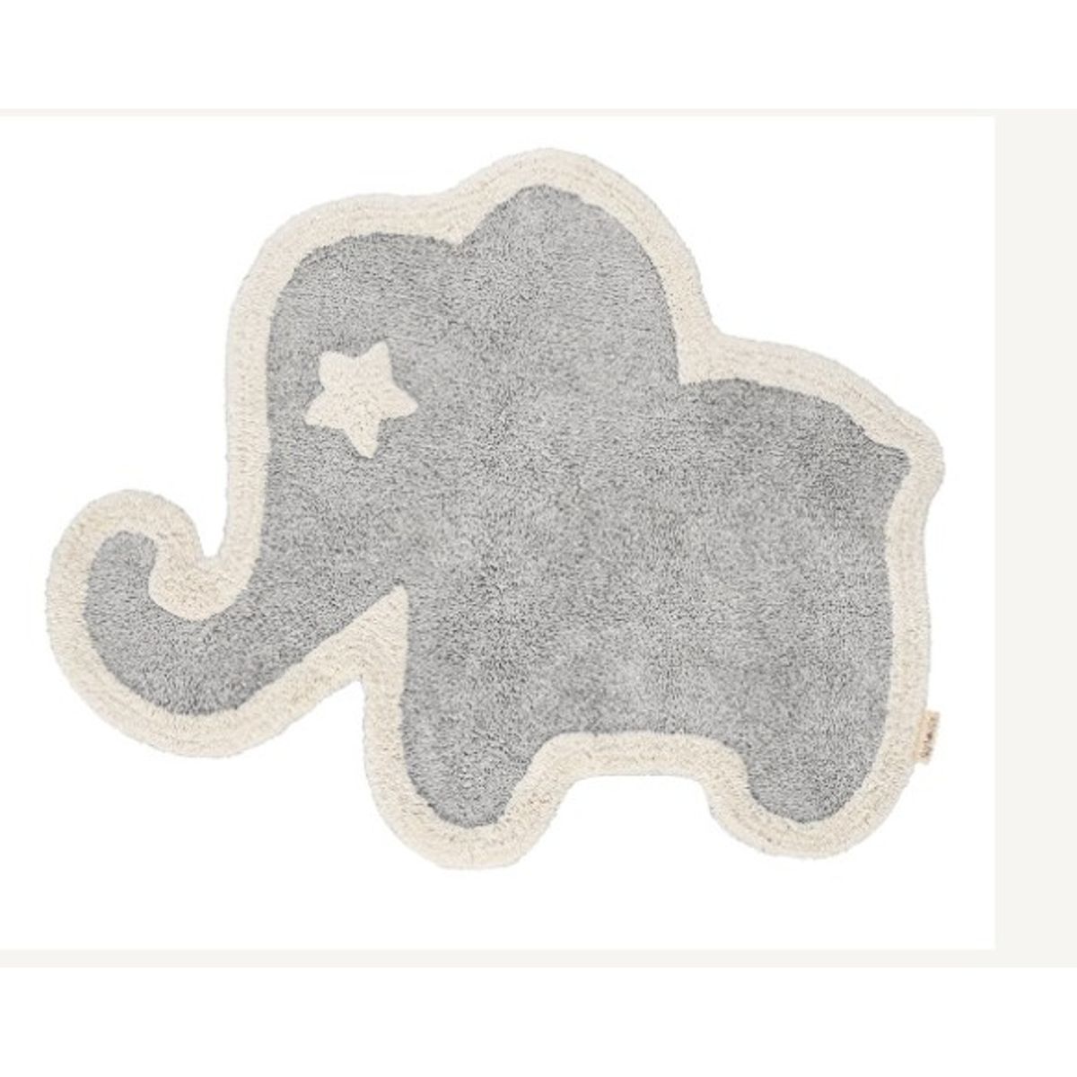 NATHAN - Alfombra Infantil de Algodón Elefante Gris 110x086