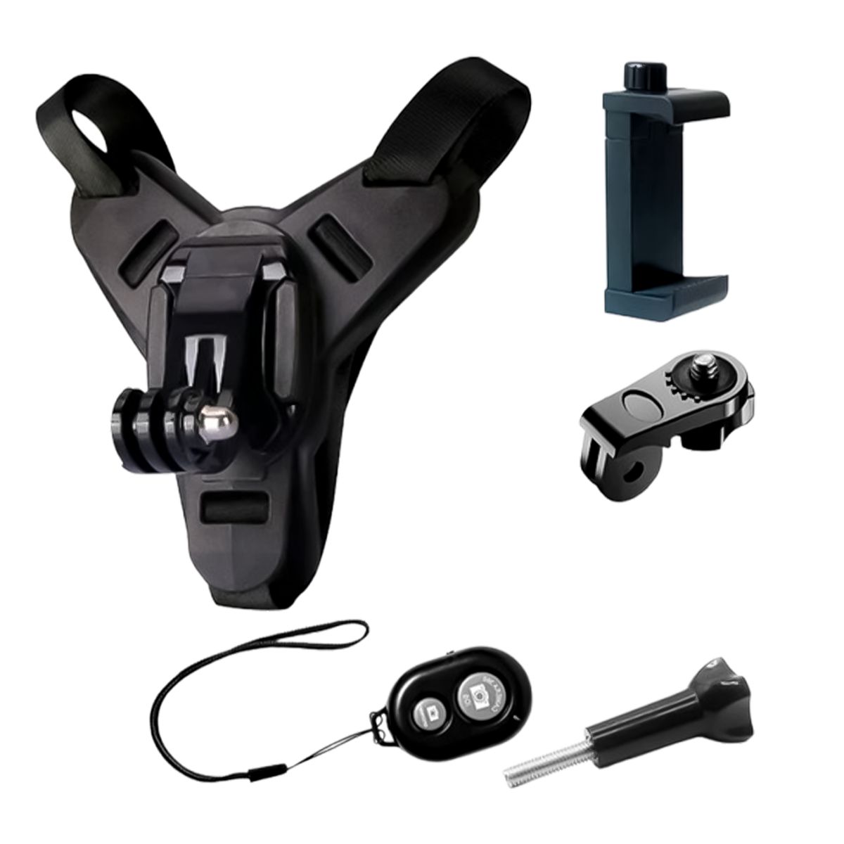 GENERICO - SOPORTE DE MENTON DE CASCO 2EN1 GOPRO Y CELULAR