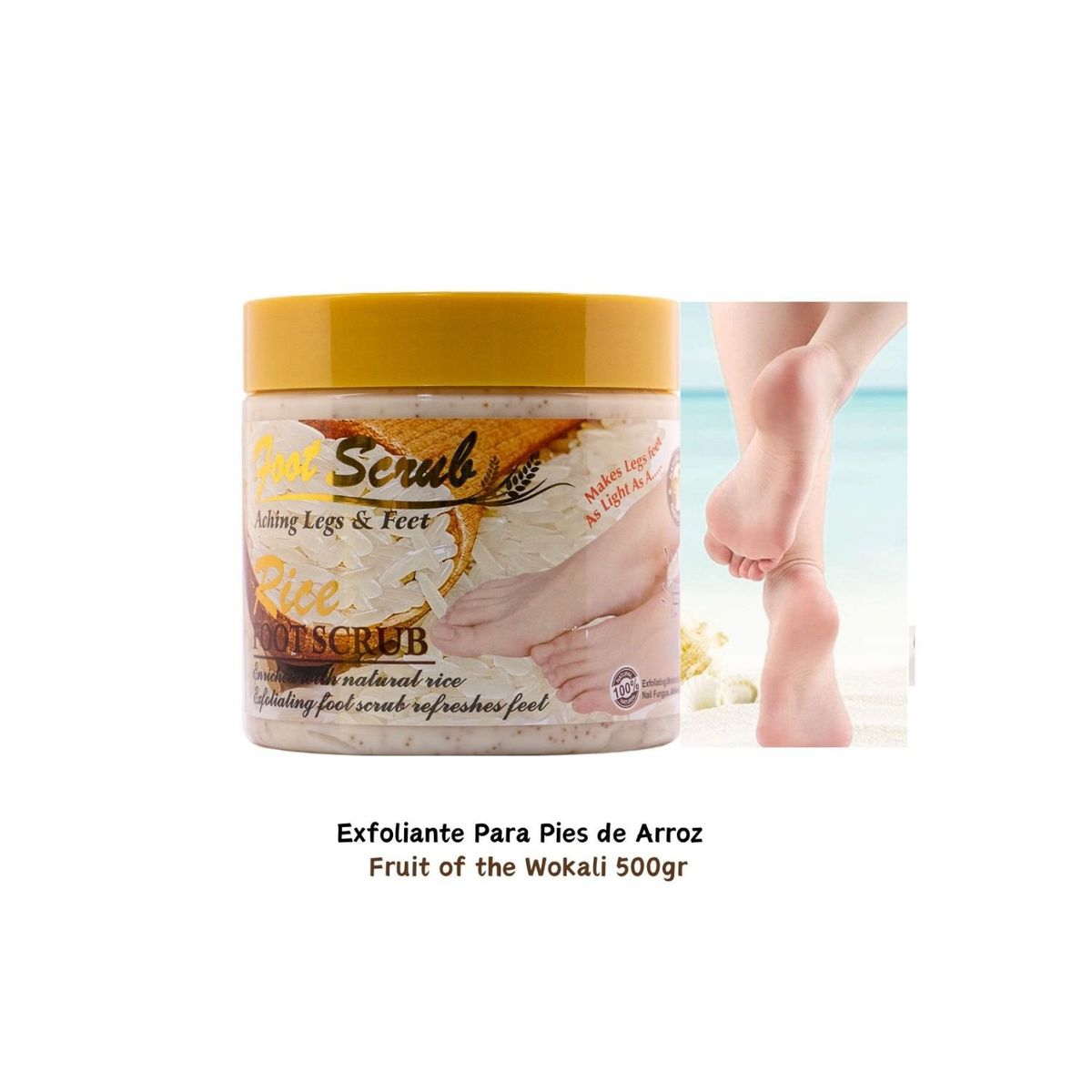 WOKALI - Exfoliante Para Pies a Base de Arroz Wokali de 500g