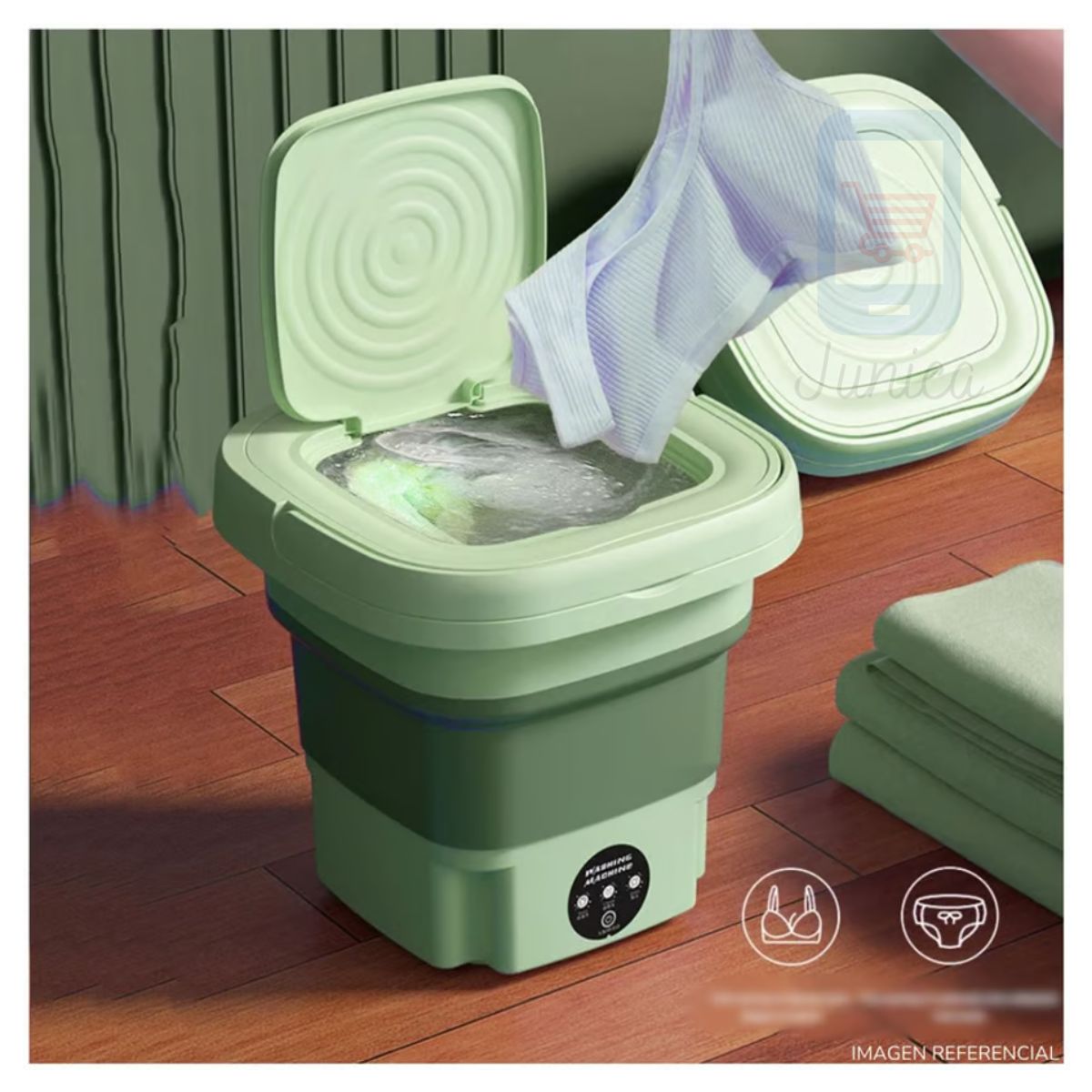 GENERICO - Mini Lavadora de Ropa Portátil Plegable - VERDE