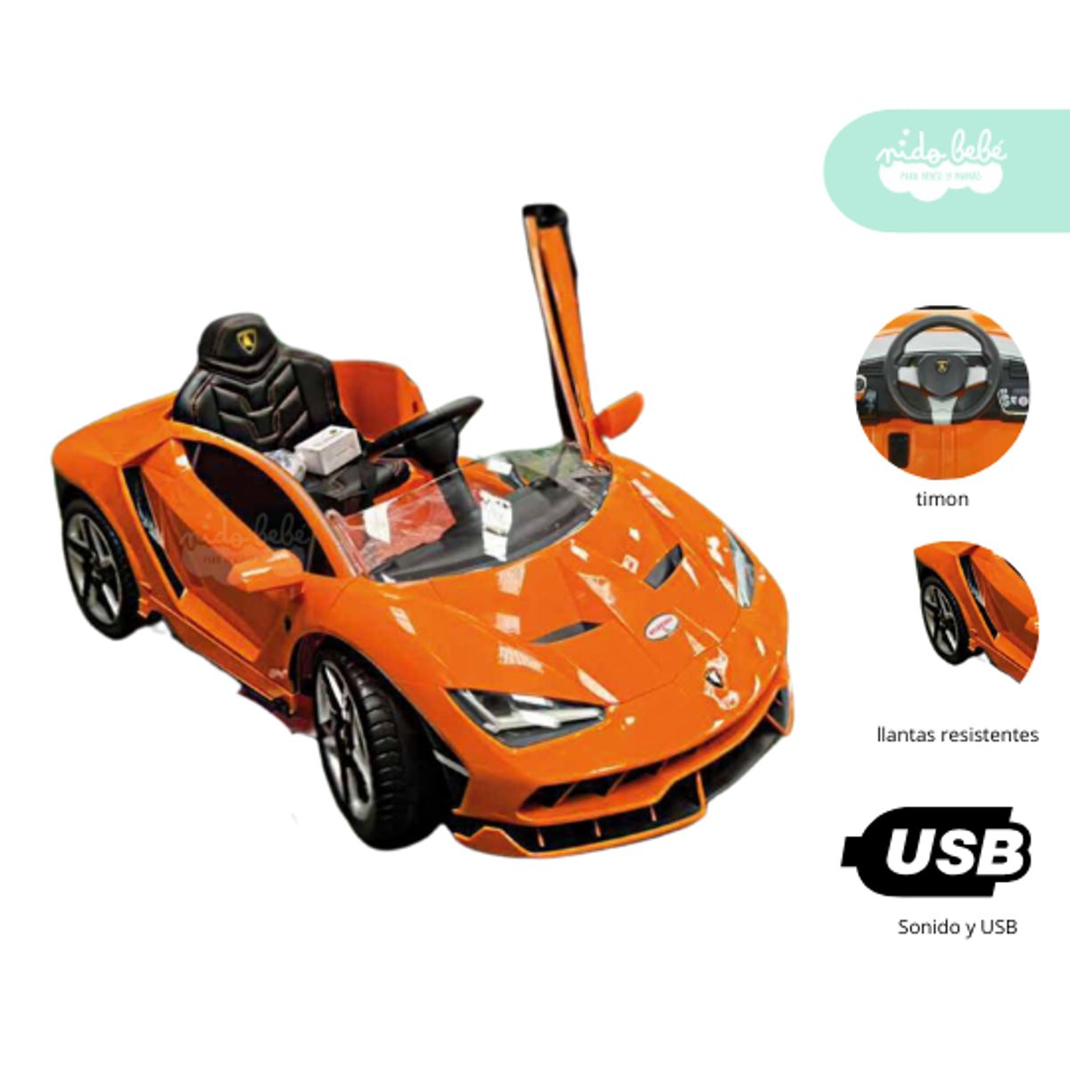 GENERICO - Carrito a Batería para niño lambo centenario negro