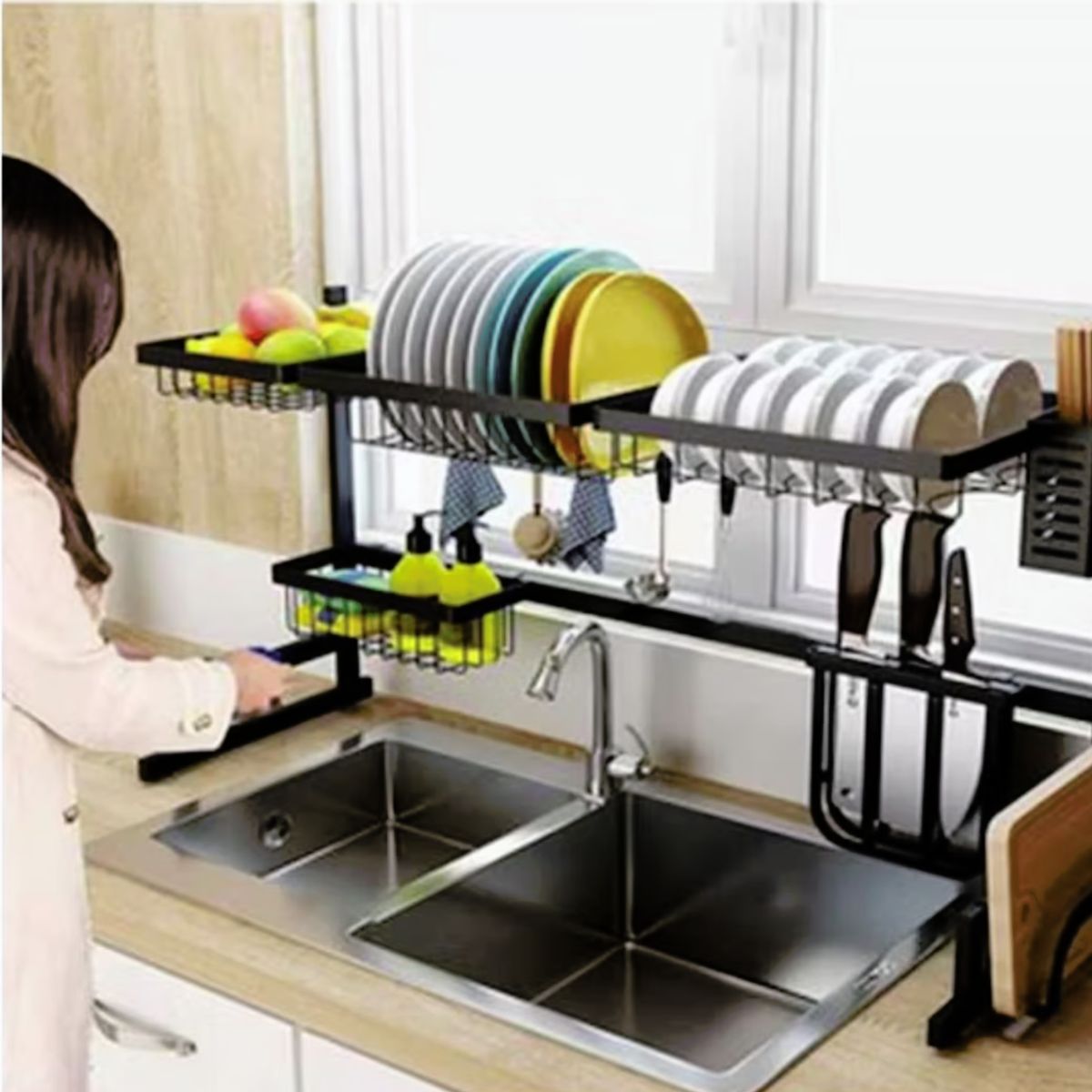 OEM - Organizador cocina escurridor de platos acero inoxidable 85cm