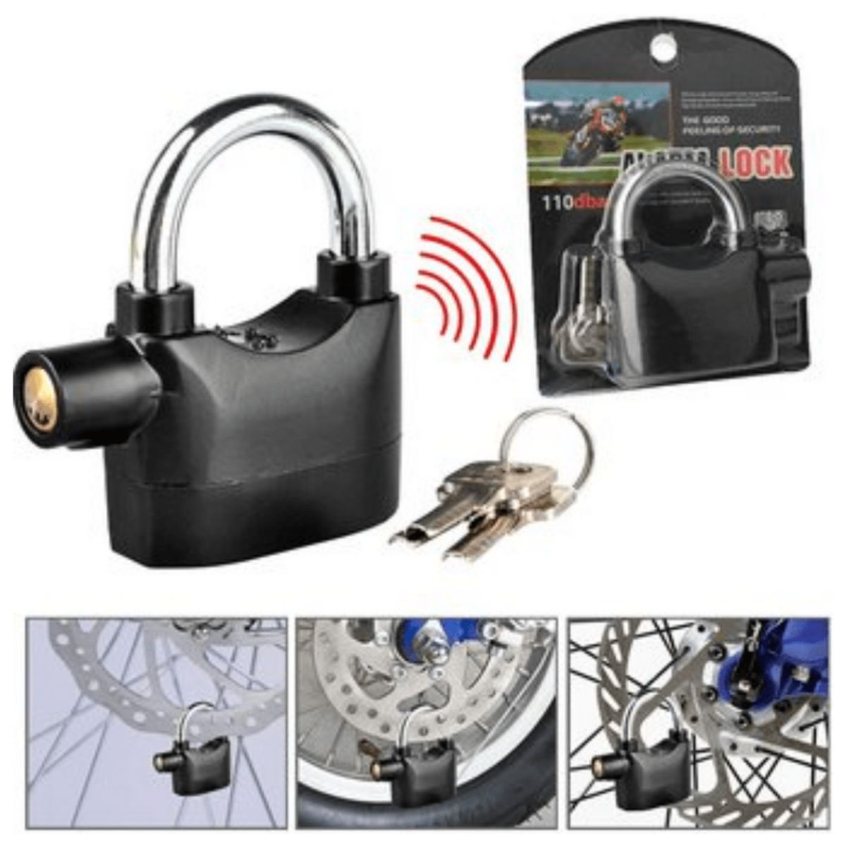 OEM - Candado con Alarma 110decibeles 110db