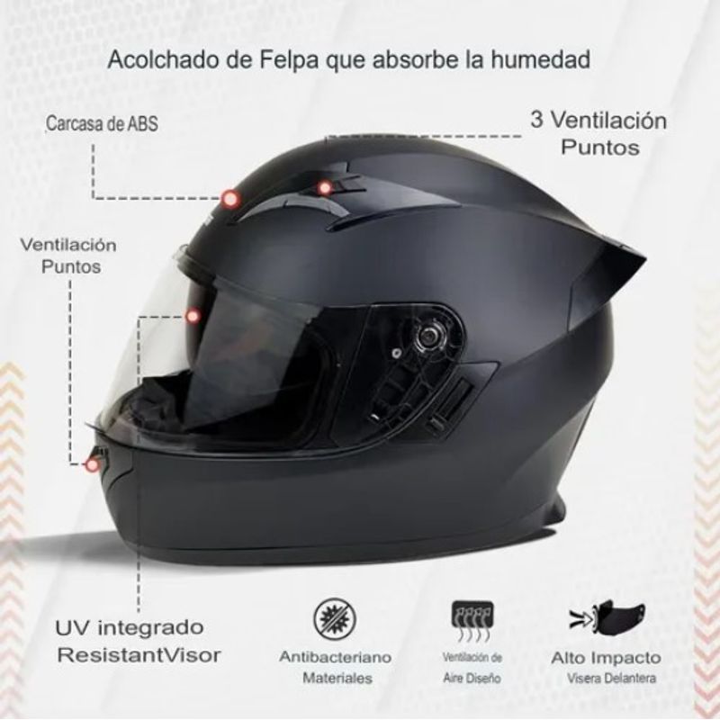 CASCO MOTO CES CERTIFICADO DOT Y ECE DOBLE VISOR TRANSPARENT CES
