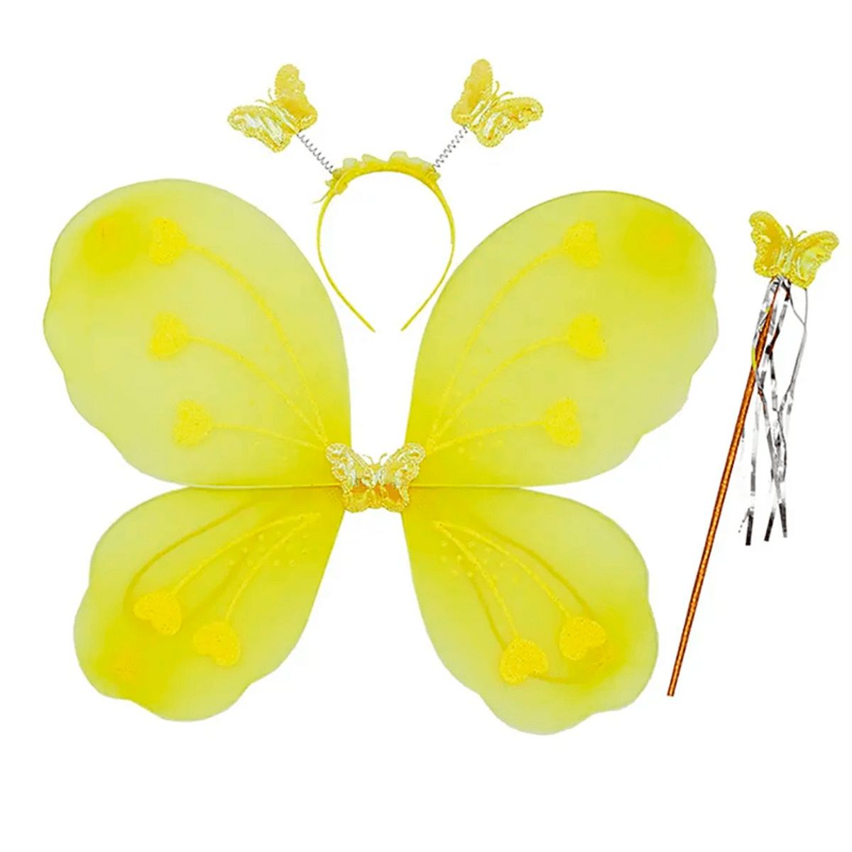 GENERICO - Pack alitas  Mariposa Ala +Diadema +Varita Amarillo