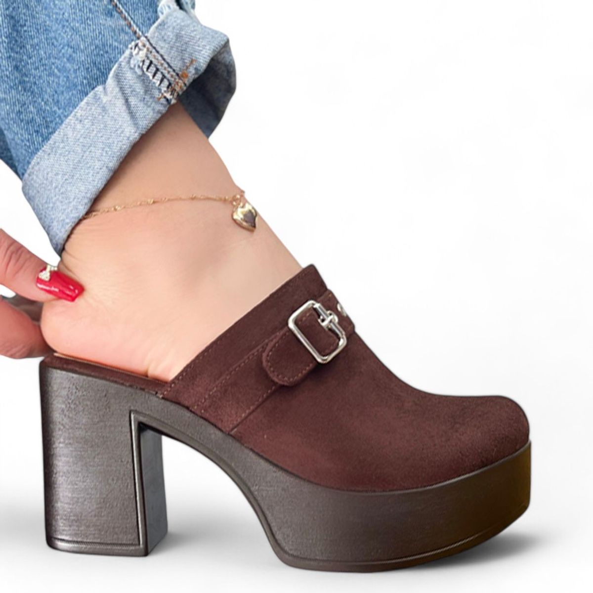 GENERICO - Sandalia Mujer Taco Cuadrado Con Salida De Tira Talón 015L-58.-