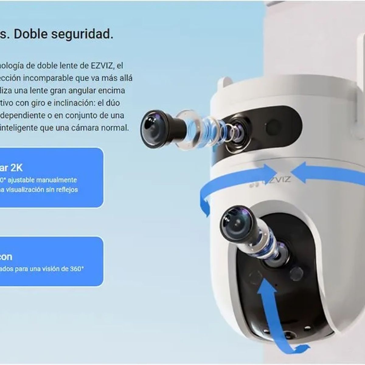 EZVIZ - CAMARA WIFI H9C 5MP + 5MP 3K AUDIO BIDIRECCIONAL GIRO 360º LENTE DUAL