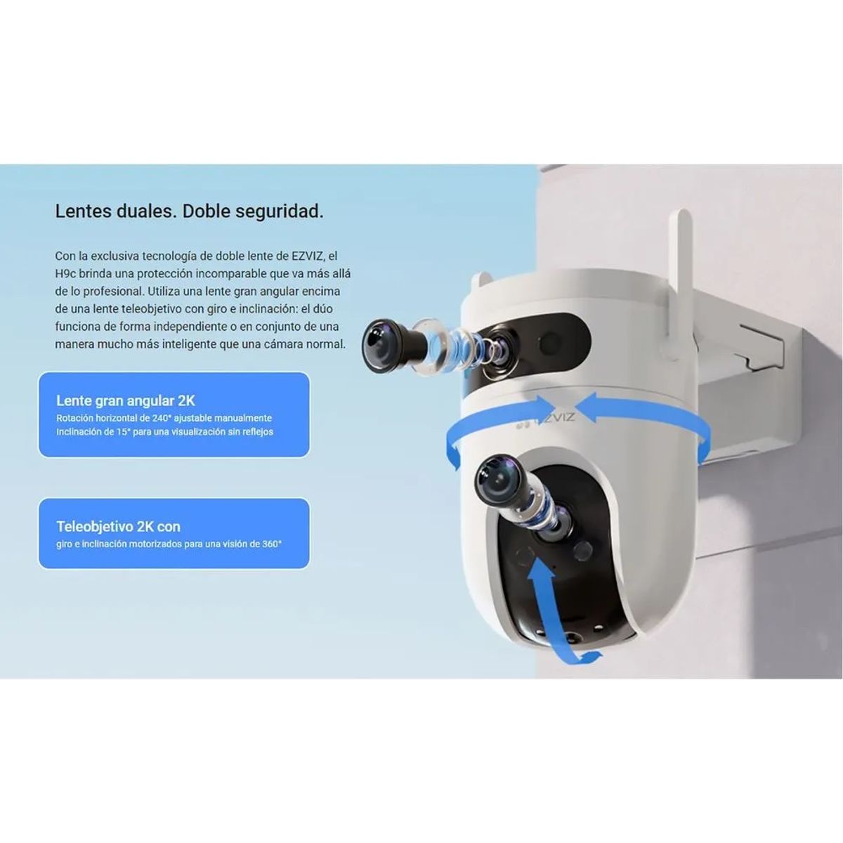EZVIZ - CAMARA WIFI H9C 5MP + 5MP 3K AUDIO BIDIRECCIONAL GIRO 360º LENTE DUAL
