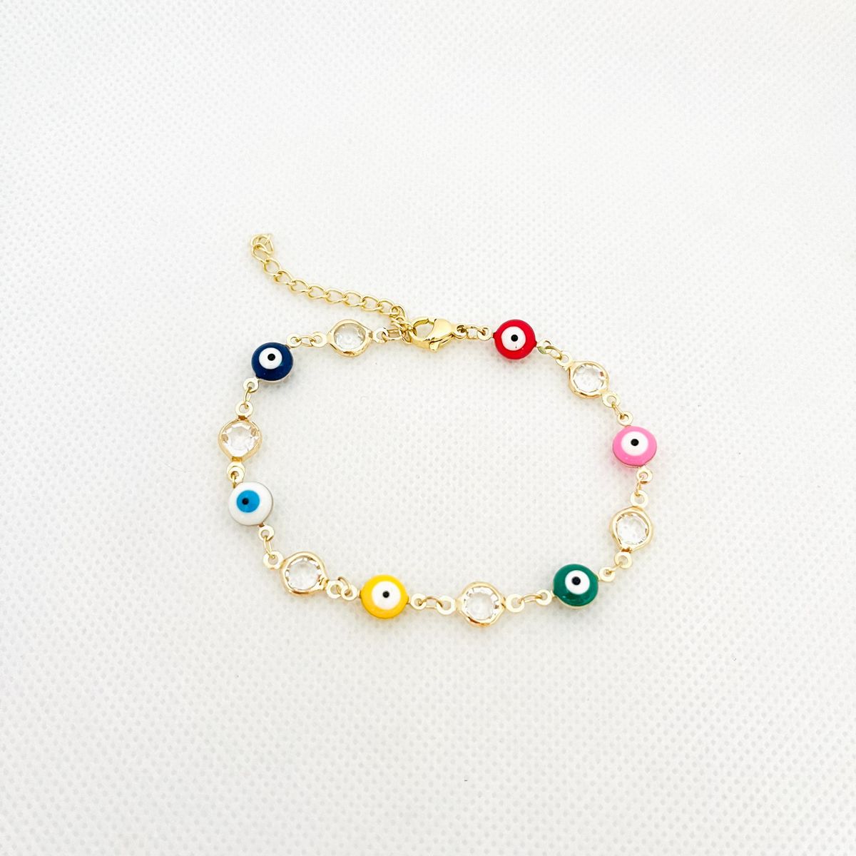 GENERICO - Pulsera de Acero con Ojos Turcos y Cristales