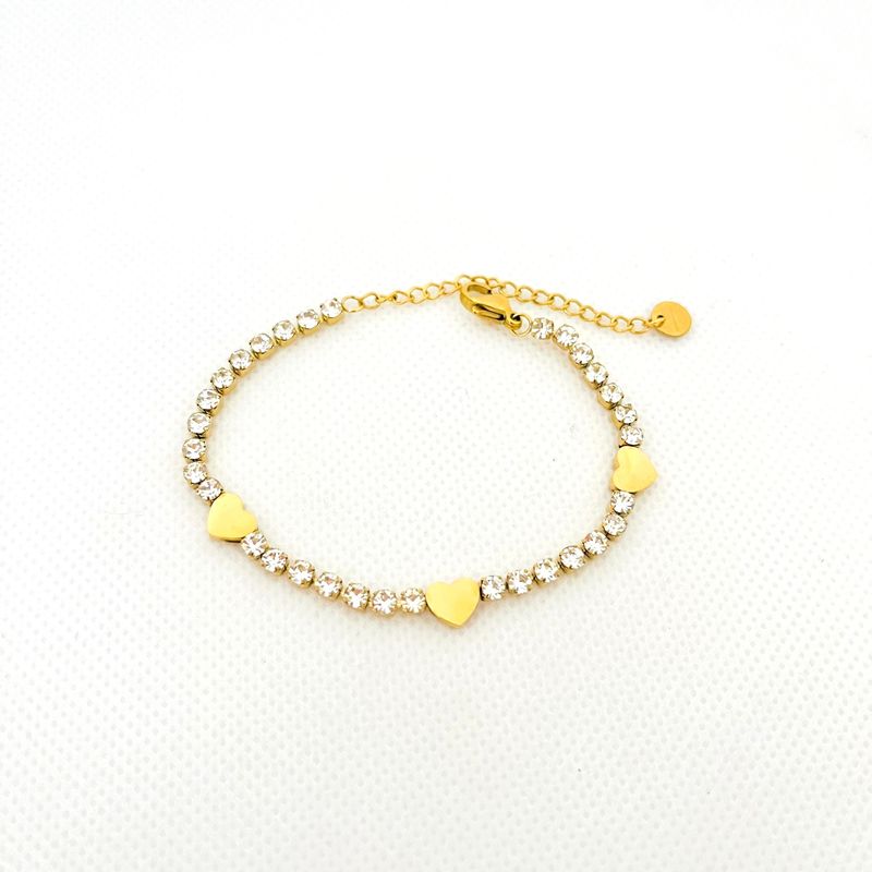 GENERICO - Pulsera de Acero Cristales y Corazones