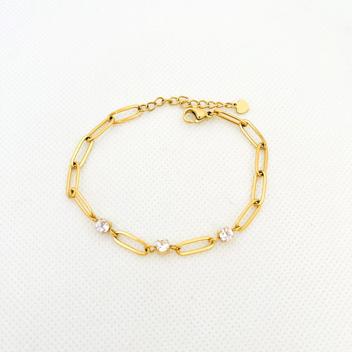 GENERICO - Pulsera de Acero Eslabones y Cristales