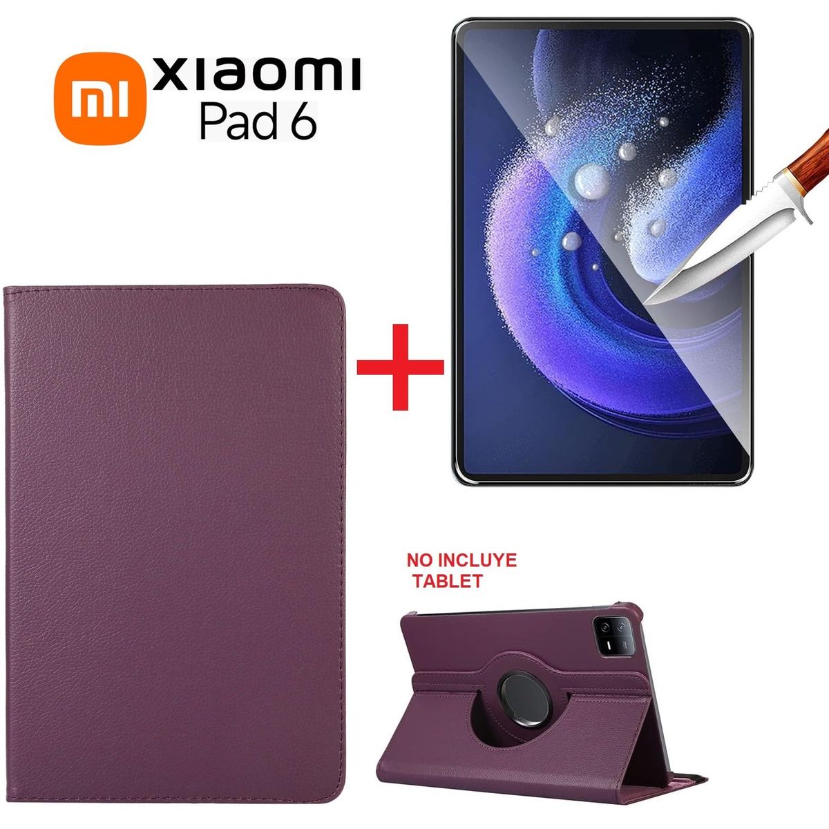 GENERICO - Funda Giratoria 360° + Mica de Vidrio para Xiaomi Pad 6 11.0 2023