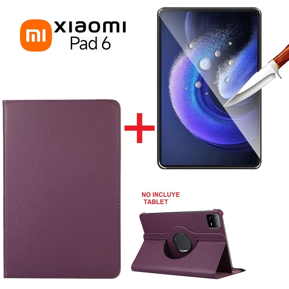 GENERICO - Funda Giratoria 360° + Mica de Vidrio para Xiaomi Pad 6 11.0 2023