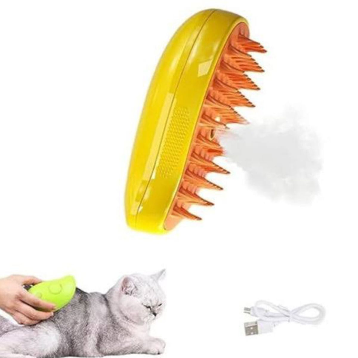 OEM - Cepillo de Vapor para Gatos y Perros Quita Pelos - Amarillo