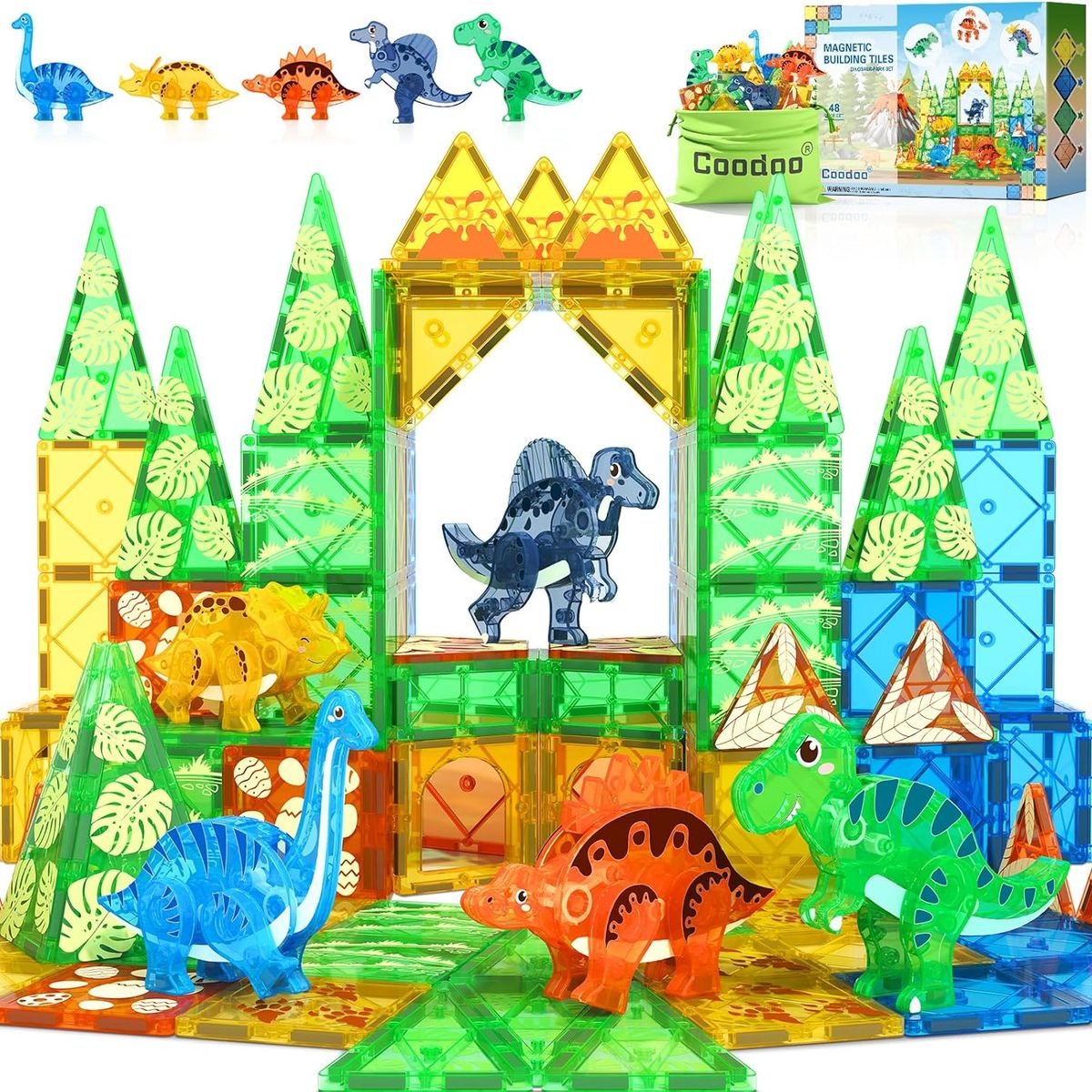 GENERICO - Set Bloques Magneticos Mundo Dinosaurio 3D Moviles 48 Piezas