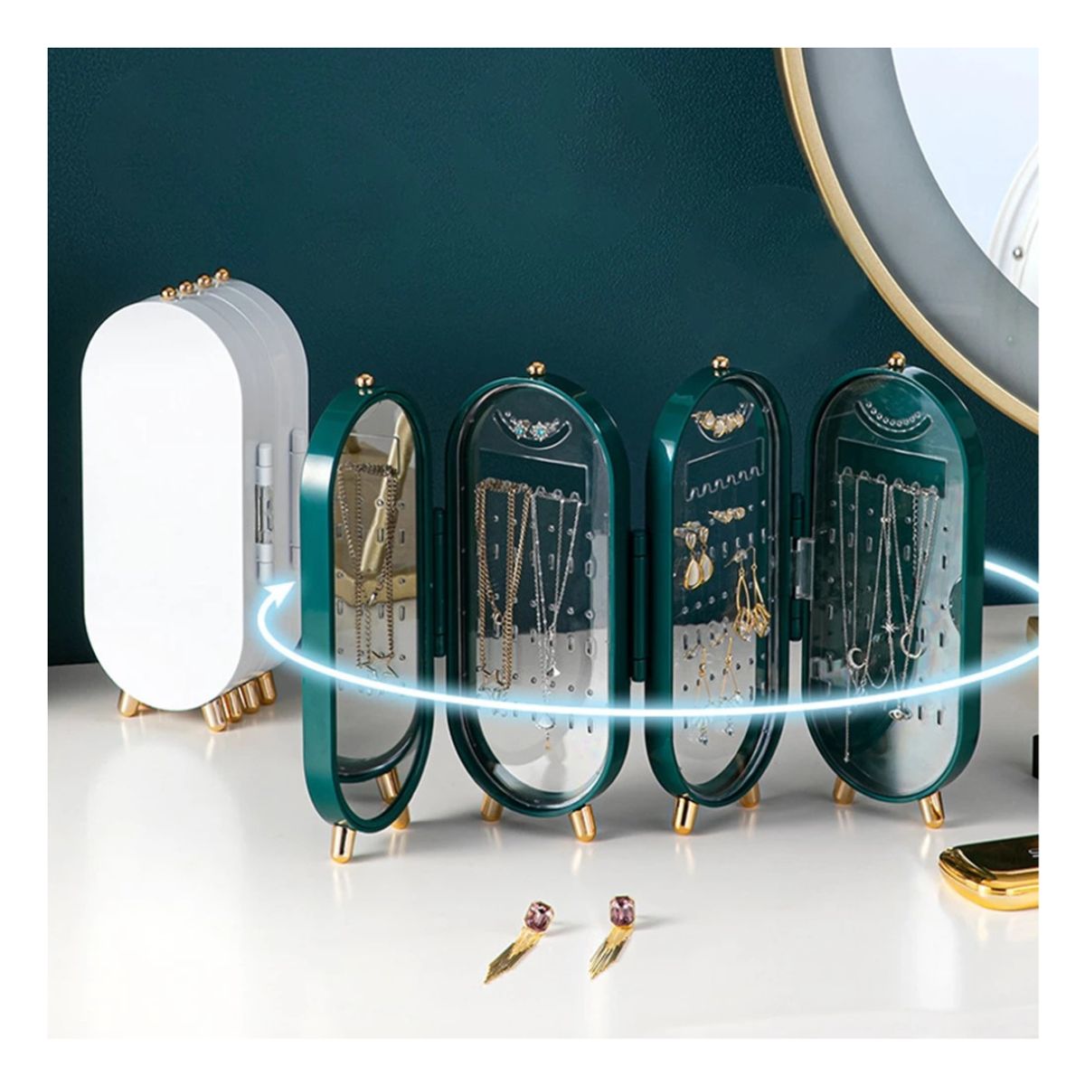 OEM - Organizador Joyero Plegable de 4 Cuerpos