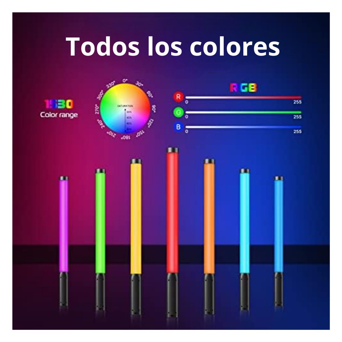 SEISA - Lampara Varita de Luz LED RGB de Mano para Fotos Video Tiktok Vlog
