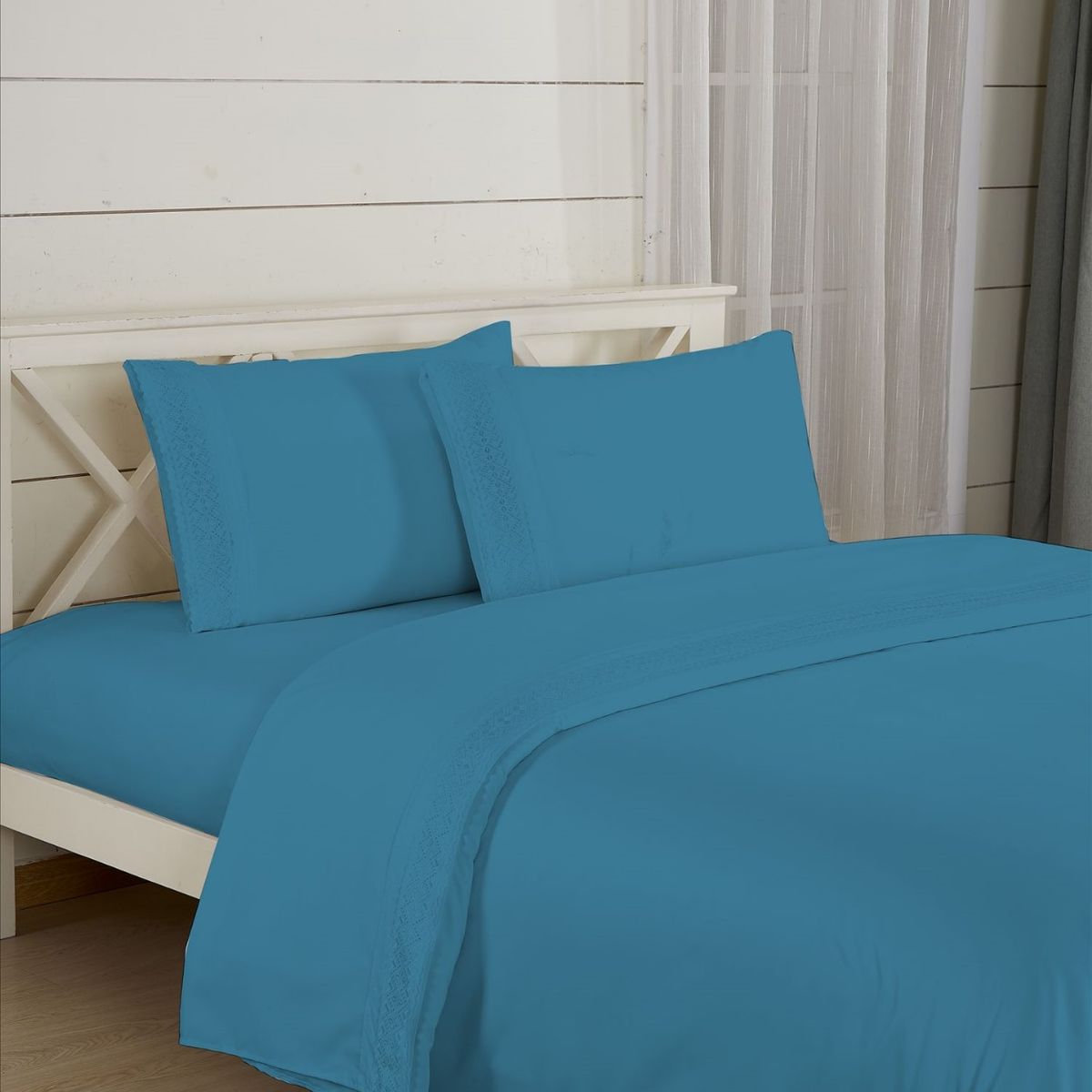 CASATEX - Juego de Sábanas 100% Algodón 2 Plz con Bordado - Bronderie