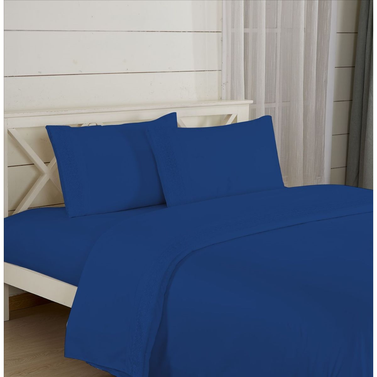 CASATEX - Juego de Sábanas 100% Algodón 2 Plz con Bordado - Bronderie