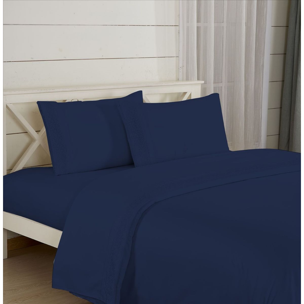 CASATEX - Juego de Sábanas 100% Algodón 2 Plz con Bordado - Bronderie