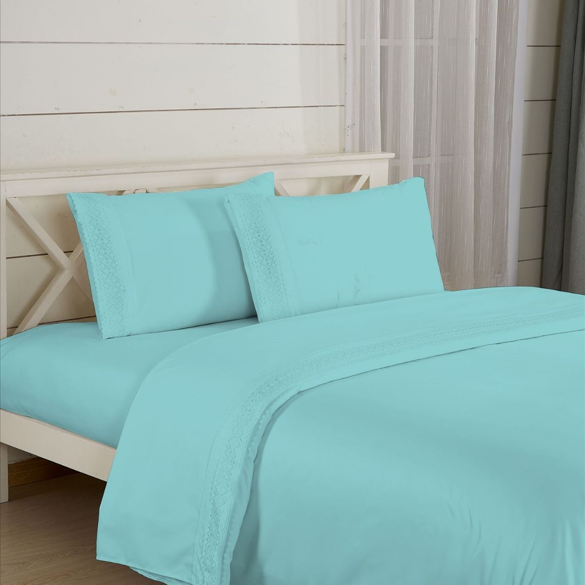 CASATEX - Juego de Sábanas 100% Algodón 2 Plz con Bordado - Bronderie