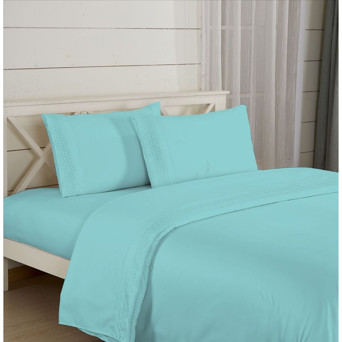 CASATEX - Juego de Sábanas 100% Algodón 2 Plz con Bordado - Bronderie