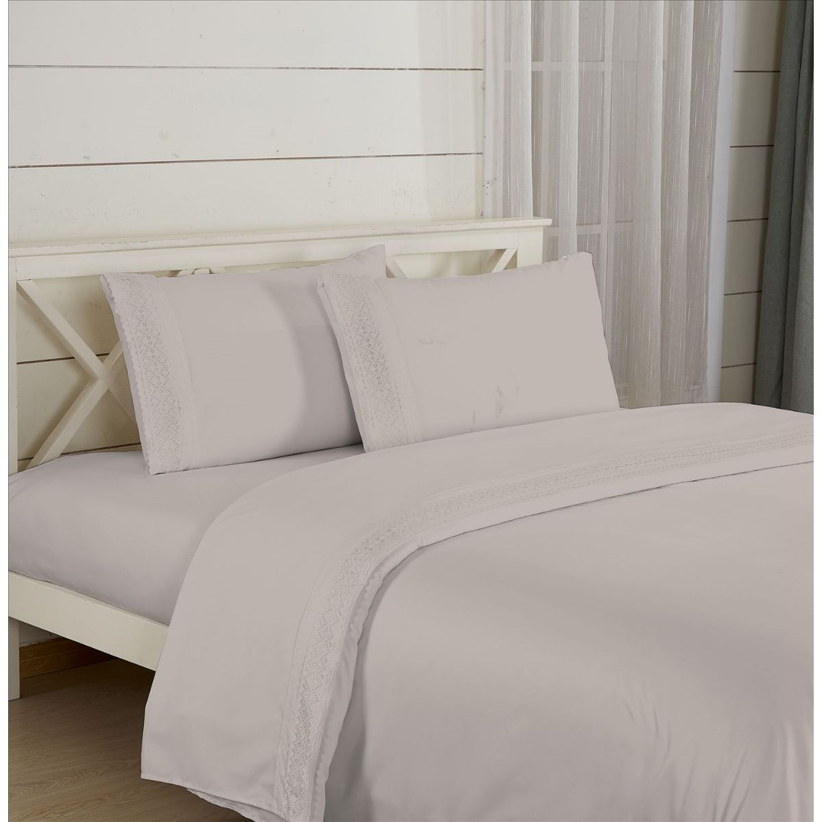CASATEX - Juego de Sábanas 100% Algodón 2 Plz con Bordado - Bronderie