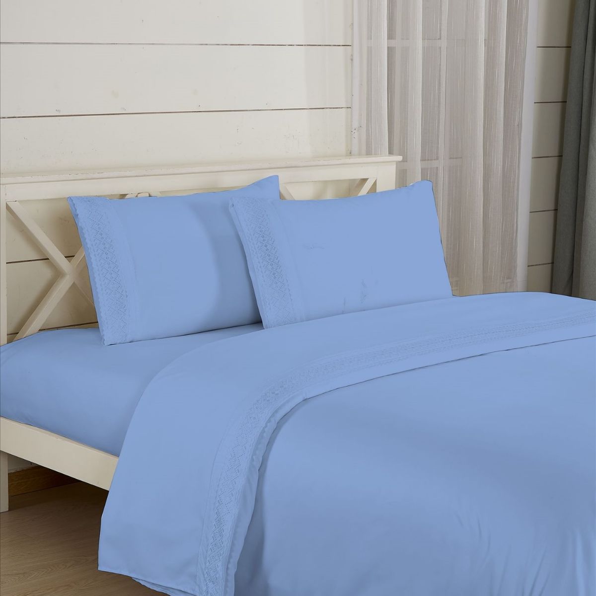 CASATEX - Juego de Sábanas 100% Algodón 2 Plz con Bordado - Bronderie