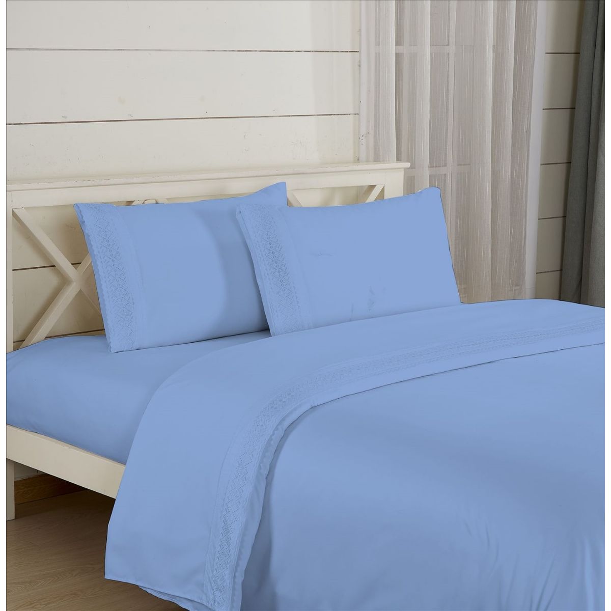 CASATEX - Juego de Sábanas 100% Algodón 2 Plz con Bordado - Bronderie