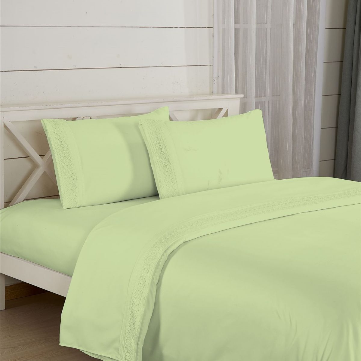 CASATEX - Juego de Sábanas 100% Algodón 2 Plz con Bordado - Bronderie