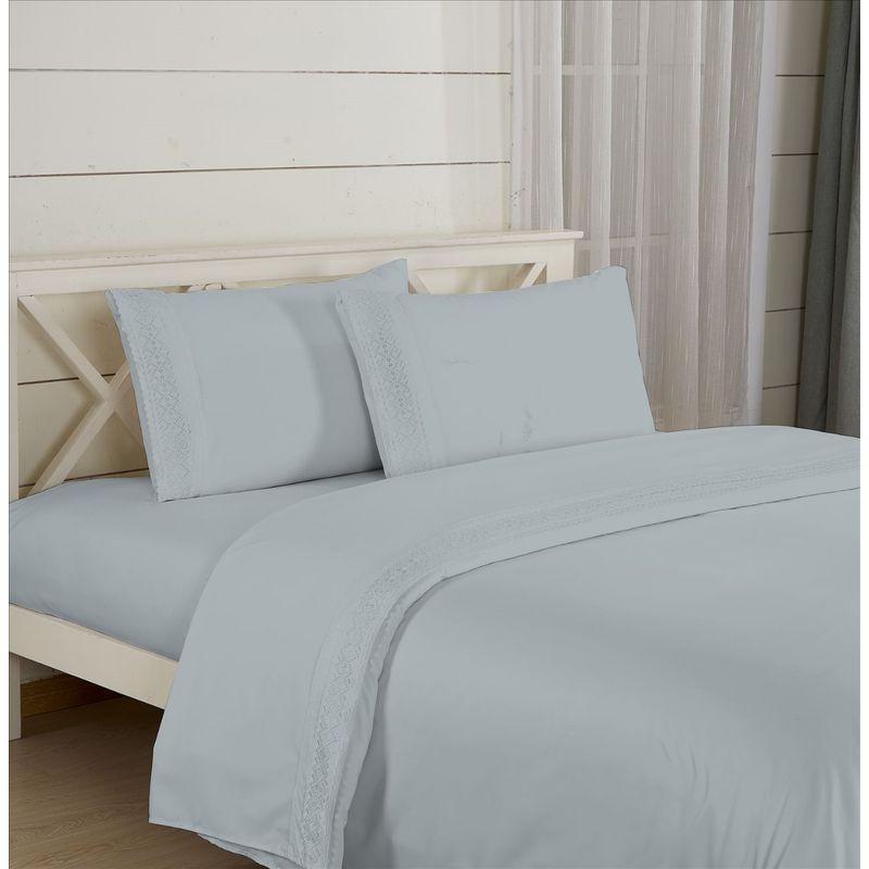 CASATEX - Juego de Sábanas 100% Algodón 2 Plz con Bordado - Bronderie
