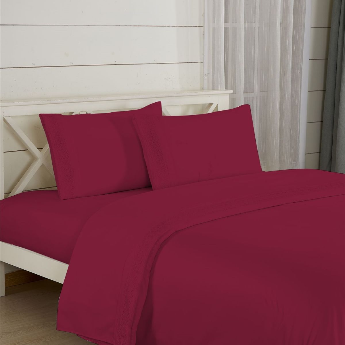 CASATEX - Juego de Sábanas 100% Algodón 2 Plz con Bordado - Bronderie