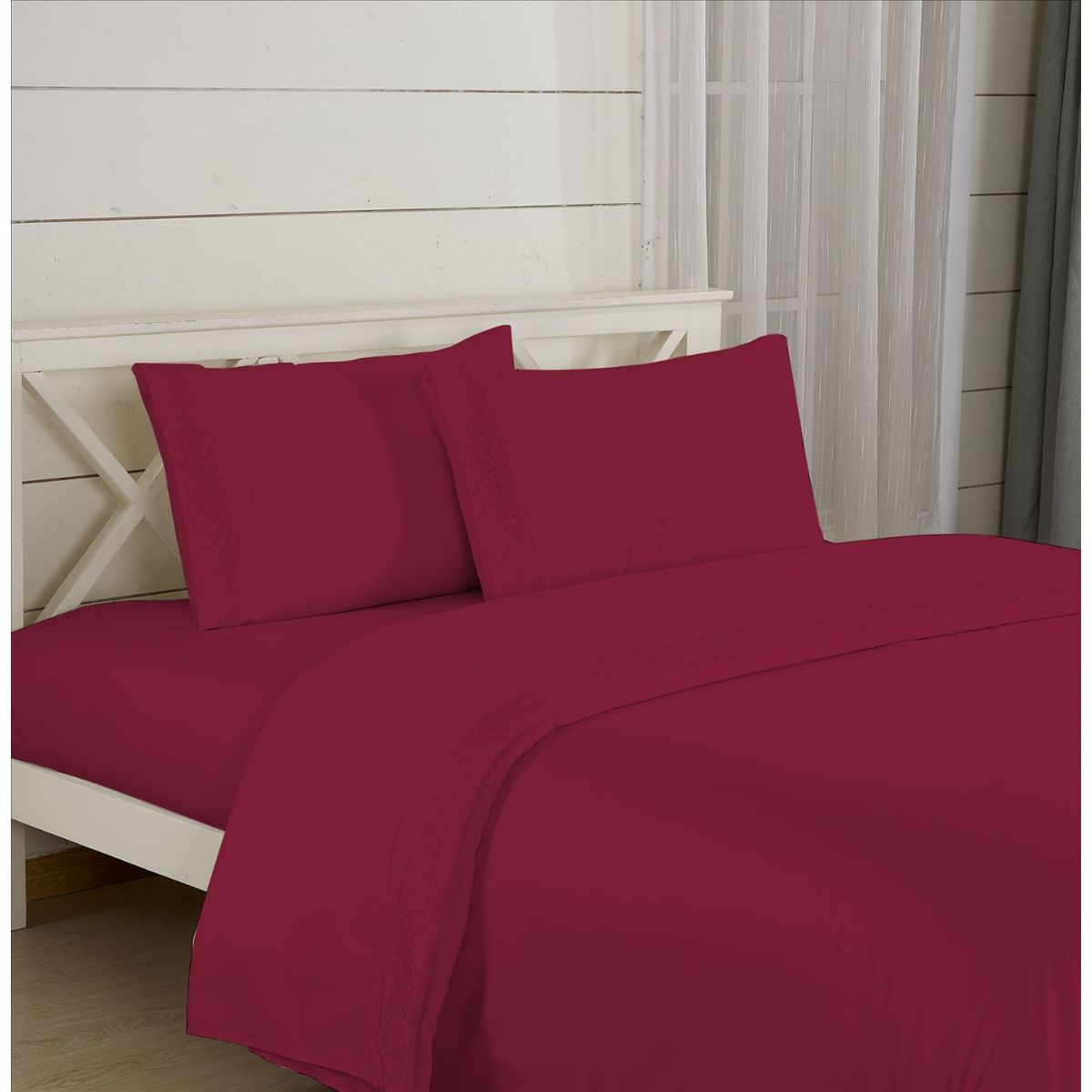 CASATEX - Juego de Sábanas 100% Algodón 2 Plz con Bordado - Bronderie