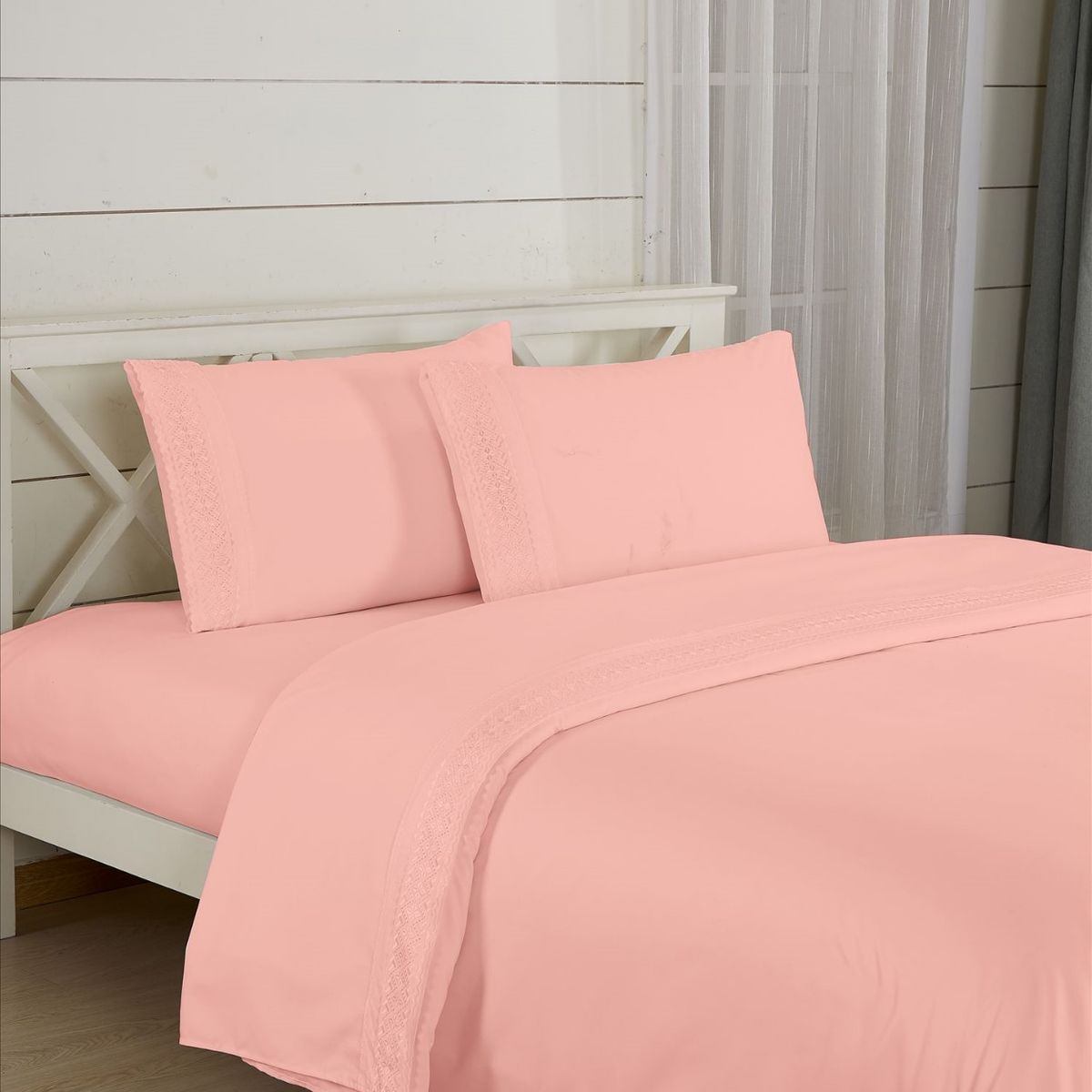 CASATEX - Juego de Sábanas 100% Algodón 2 Plz con Bordado - Bronderie