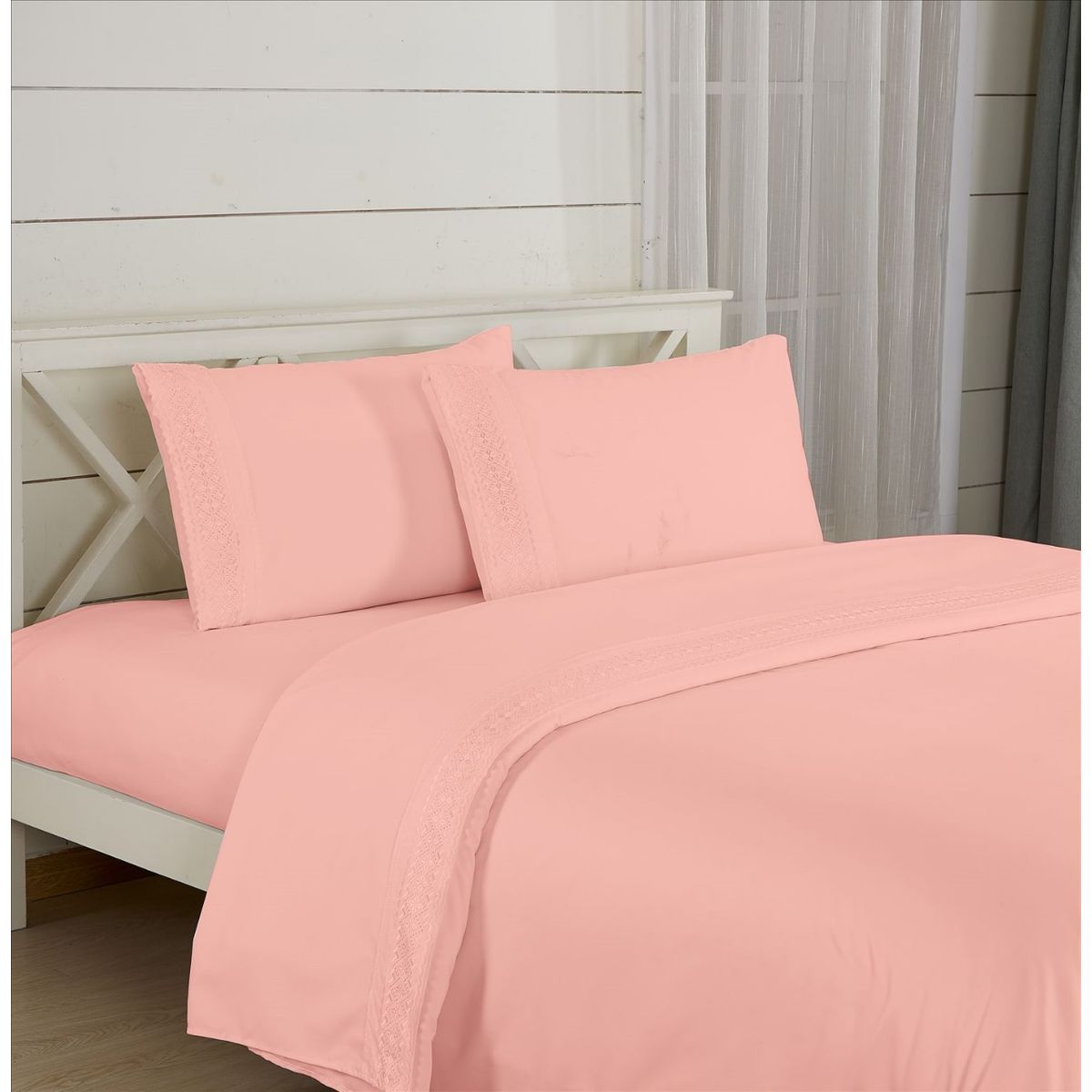 CASATEX - Juego de Sábanas 100% Algodón 2 Plz con Bordado - Bronderie